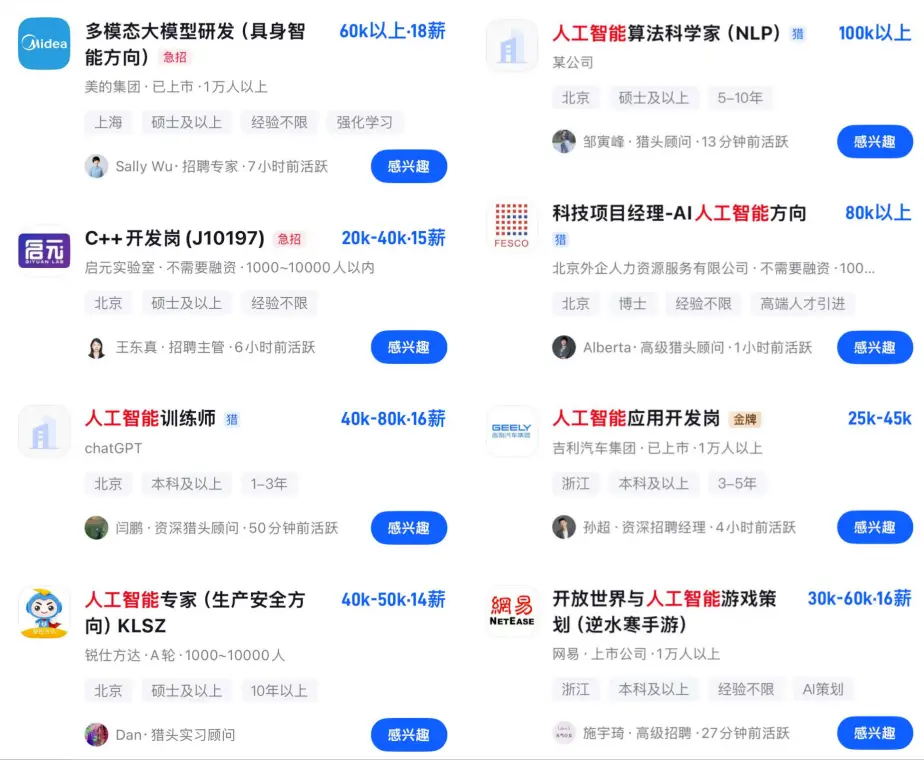 AI六小龍,近半員工在脈脈看機會?